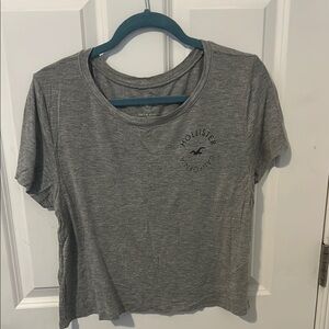 Hollister Gray Crop T-Shirt with Short Sleeves